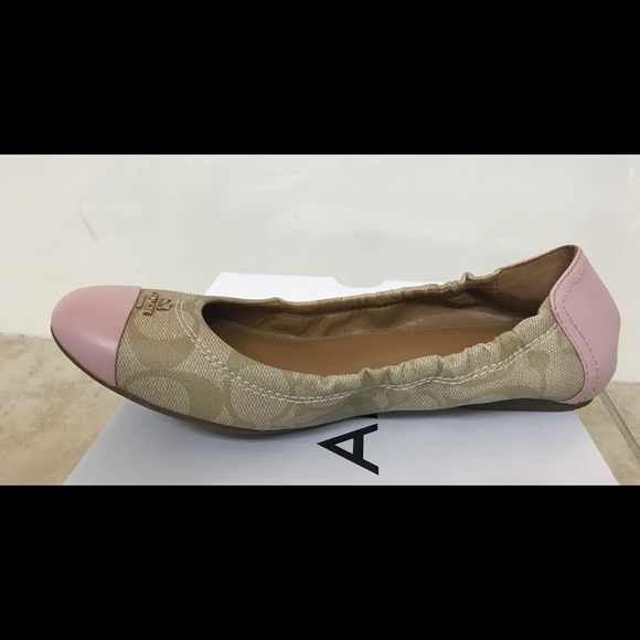 Coach Ballerina flat shoes with pink cap toe - Picture 4 of 5